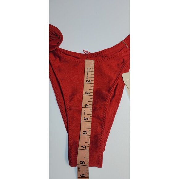 SAME Los Angeles Bottom Swim Womens High Rise Rosette Red Medium, Small - Picture 4 of 5